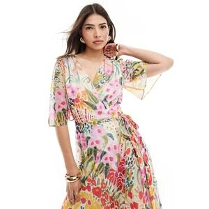 Hope & Ivy‎ Julia Midi Maxi Floral Wrap Dress 16 Summer Wedding